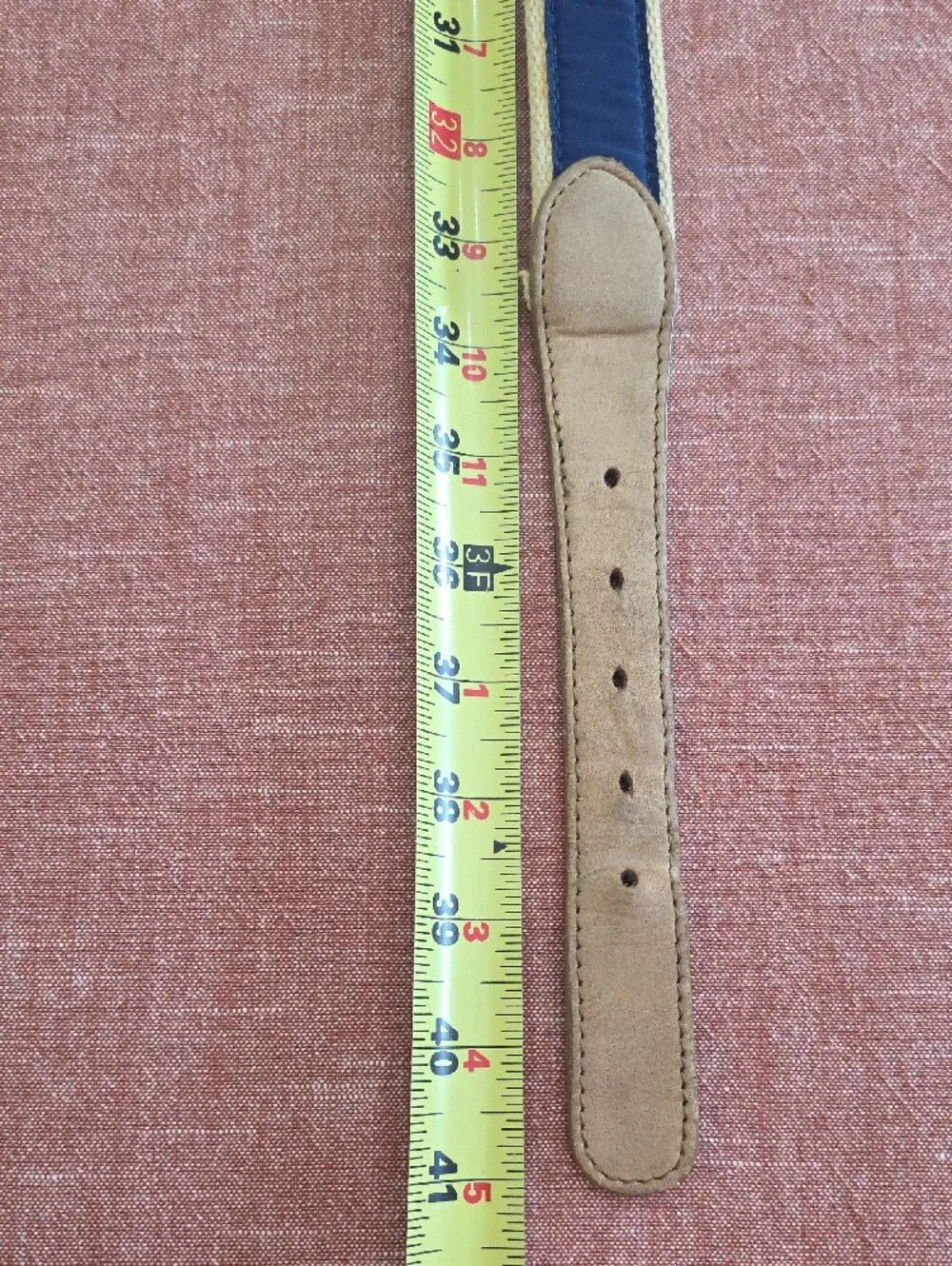 Guy Harvey Navy Canvas and Tan Leather Fish Belt  with Gold Buckle